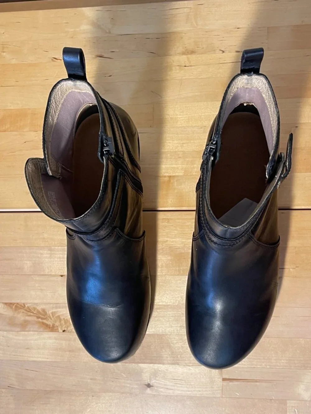 Dansko Anya Black Leather Booties Waxy Burnished Ankle Boots Comfort Casual Shoe